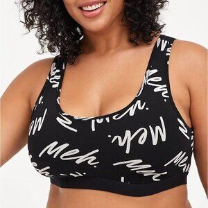 Torrid 0 (0X 12) Scoop Neck MEH Unlined Wireless Black Cotton Blend Bralette Bra